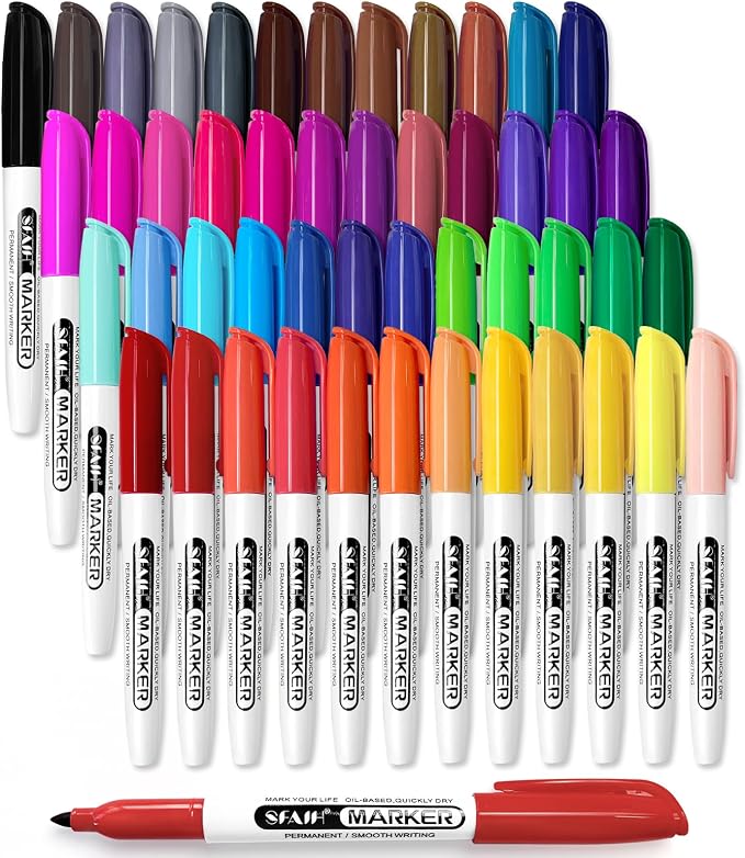 SFAIH 48 Colors Permanent Markers by SFAIH