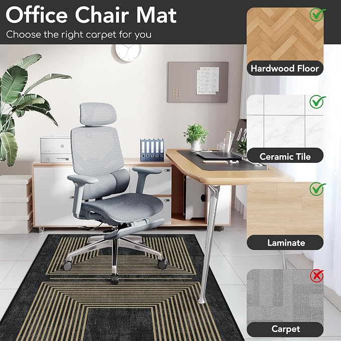 Office Chair Mat for Hardwood Floor&Tile Floor, Under Desk Rug for Rolling - Image 3