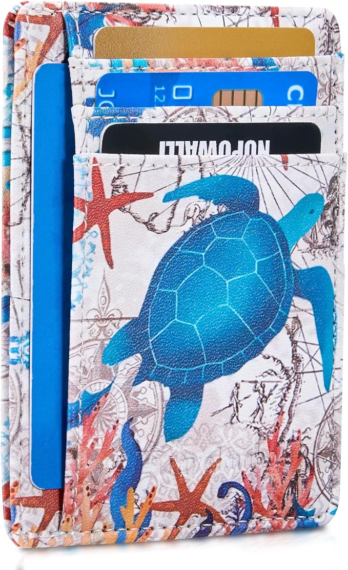 Travelambo Front Pocket Minimalist Leather Slim Wallet RFID Blocking Medium Size by Travelambo