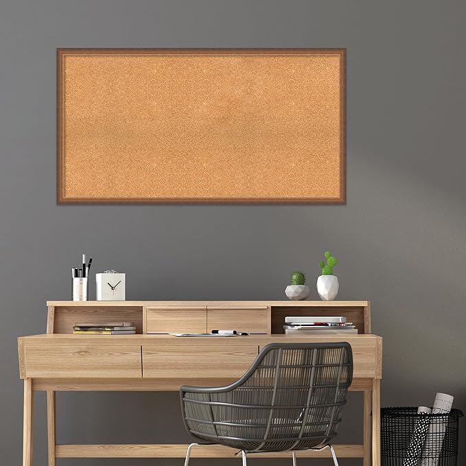 Amanti Art Natural Cork Board for Wall, 28x52 Vision Board with Bronze Frame, Oversize Corkboard Office Decor for Home Organization, Modern Corkboard Pinboard to Display Items for Home Organization-DeskLoop Office
