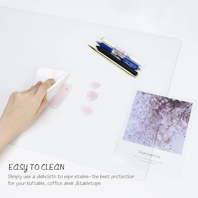 Oterri Clear Writing Desk Pad, 36’’x24” Heat Resistant Waterproof PVC Round - Image 3