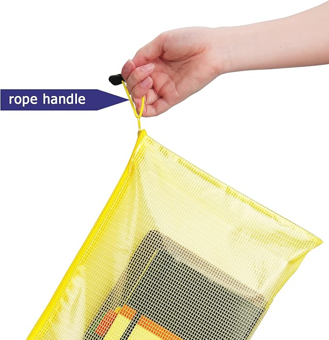 6 Pack Mesh Zipper Pouch Bags, Waterproof Zipper Pouch A4 Size | Zip File - Image 6