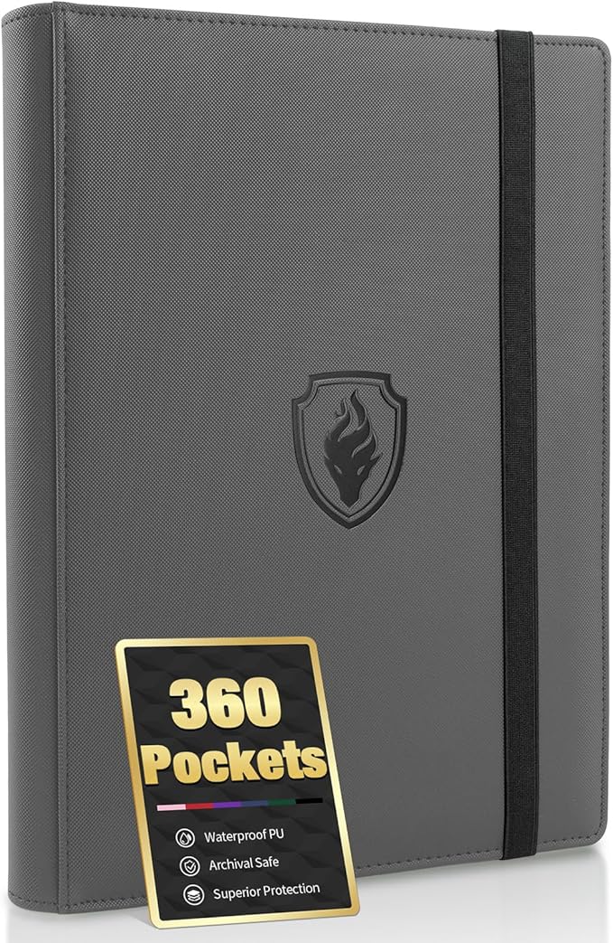 Premium 9 Pocket Card Binder for 360 Cards, Fabmaker PU Cover Trading Card by Fabmaker