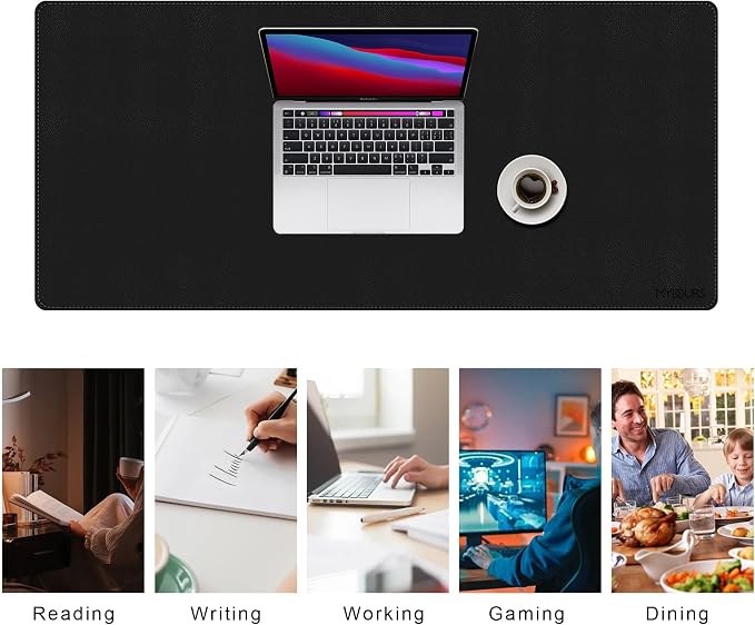 Mydours Extra Long PU Leather Desk Mat, 43.3" x 15.7", Waterproof Surface - Image 6