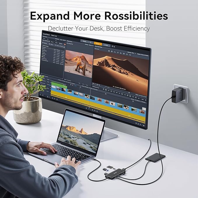 Hub Multiport Adapter for MacBook Pro/Air, 9 in 1 Accessories Mac USB C Dongle Dock Adapter with HDMI, SD/TF Card Reader, USB C Port, PD 100W and 4 USB for Dell XPS, Lenovo HP Laptops-DeskLoop Office
