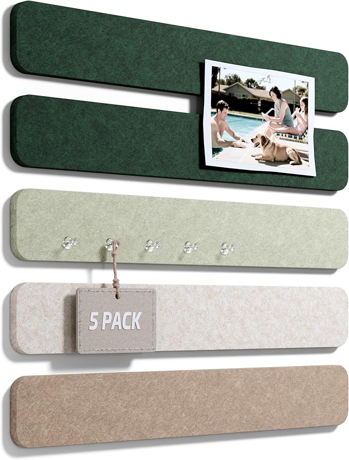 Fluxynara Cork Board Alternative Felt Strip Board 5-Pack 13"x2", Office Pin by FLUXYNARA