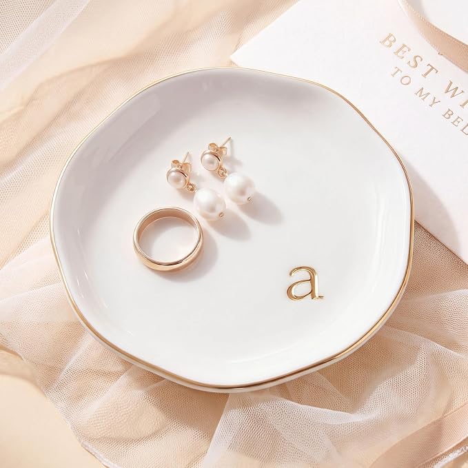 Ceramic Jewelry Tray, Personalized Initial Jewelry Dish by GIVITASOT