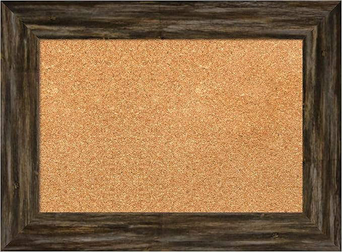 Amanti Art Natural Cork Board for Wall, 17x23 Vision Board with Brown Wood Frame, Small Corkboard Office Decor for Home Organization, Country Rustic Corkboard Pinboard to Display Items for Home-DeskLoop Office