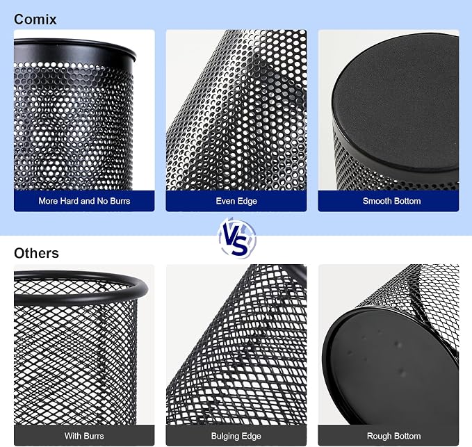 Comix Pen Holder Desk Organizer, Wire Mesh Pencil Cup - Image 6