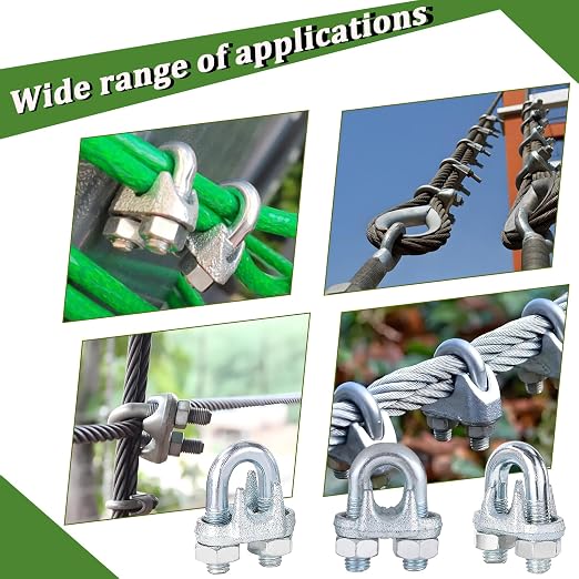 120PCS M6 Galvanized Zinc-Plated Wire Rope Cable Clamp Clips, 1/4" Wire Cable - Image 9