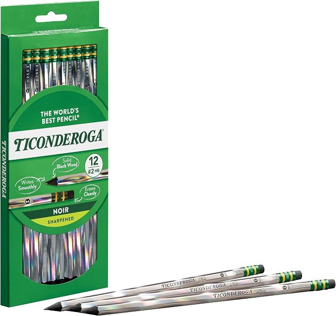 Ticonderoga Noir Wood-Cased Pencils, Pre-Sharpened, #2 HB, Holographic - Image 4