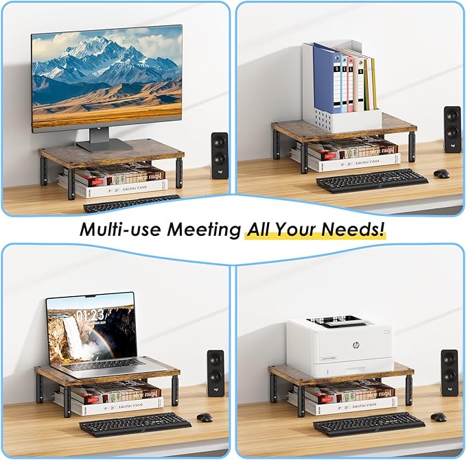 ECOLOVI Adjustable Wood Computer Monitor Stand Riser - Image 5