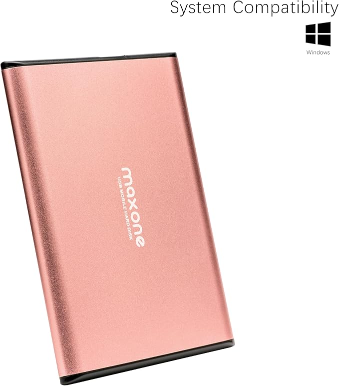 Maxone 250GB Ultra Slim Portable External Hard Drive HDD USB 3.0 Compatible with PC, Laptop, Rose Pink-DeskLoop Office