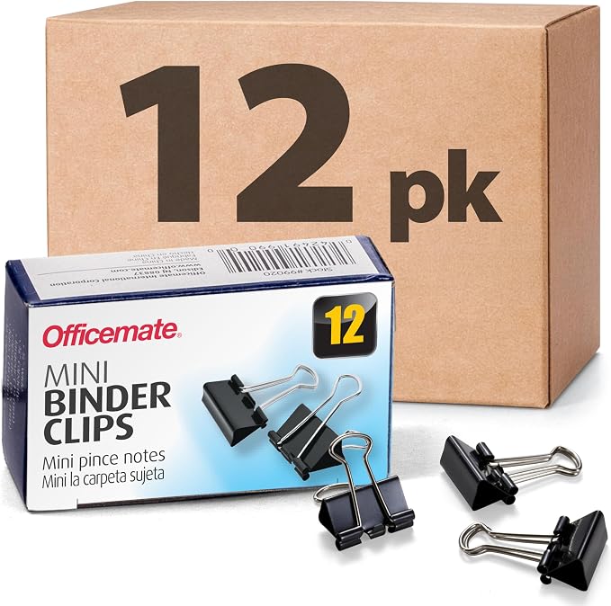 Officemate Mini Binder Clips, Heavy-Duty Metal Handles, School & Home by Officemate