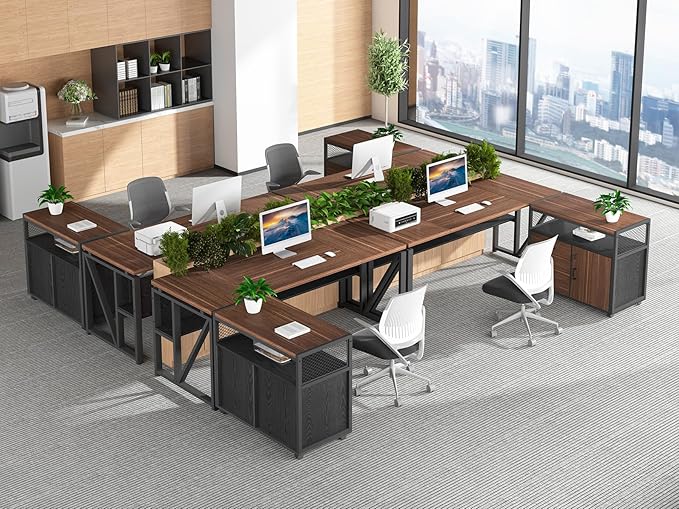 Tribesigns Office Desk with Drawers Sets, 63 inches L Shaped Computer Desk with Mobile File Cabinet,Big Executive Desk for Home Office Furniture Sets (Dark Brown, 63-inch)-DeskLoop Office