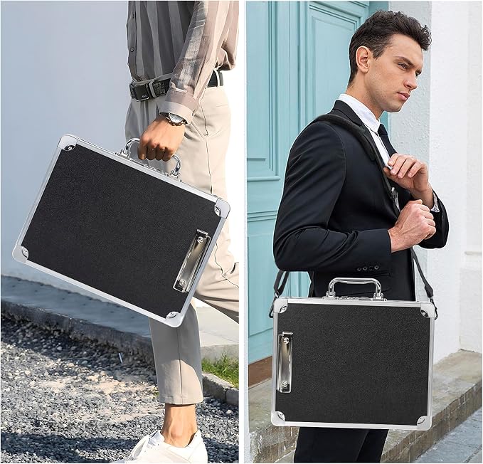 Aluminum Briefcase, Key Lock Clipboard Storage Box, Lockable Storage Case - Image 5