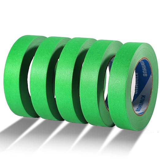 KIWIHUB Green Painters Tape, 1 inch x 60 Yards x 5 Rolls by KIWIHUB