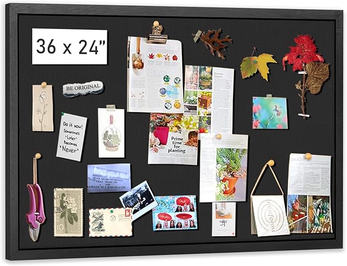 Miratino Large Bulletin Board, 36 "x 24" Black Cork Boards for Walls with Frame, Pin Display Board Vision Board for Home School Office Decor-DeskLoop Office