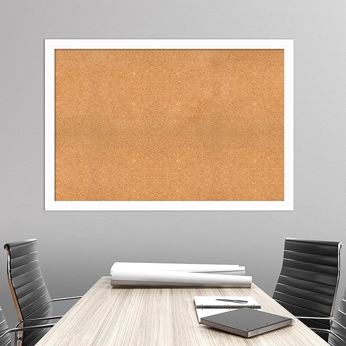 Amanti Art Natural Cork Board for Wall, 35x51 Vision Board with White Frame, Oversize Corkboard Office Decor for Home Organization, Casual Corkboard Pinboard to Display Items for Home Organization in-DeskLoop Office