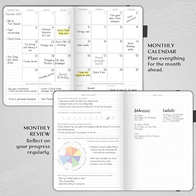 Legend Planner PRO – Deluxe Weekly & Monthly Life Planner to Increase Productivity and Hit Your Goals. Time Management Organizer Notebook – Undated – 7 x 10" Hardcover + Stickers – Black-DeskLoop Office