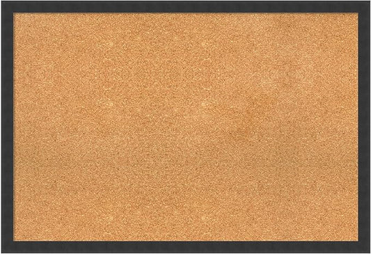 Amanti Art Natural Cork Board for Wall, 26x38 Vision Board with Black Wood Frame, Large Corkboard Office Decor for Home Organization, Modern Contemporary Corkboard Pinboard to display items for home-DeskLoop Office