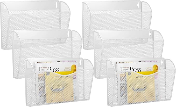 GDINDINFAN 6 Single Pocket Wall File Holder, Mesh Hanging File Folder Paper by GDINDINFAN