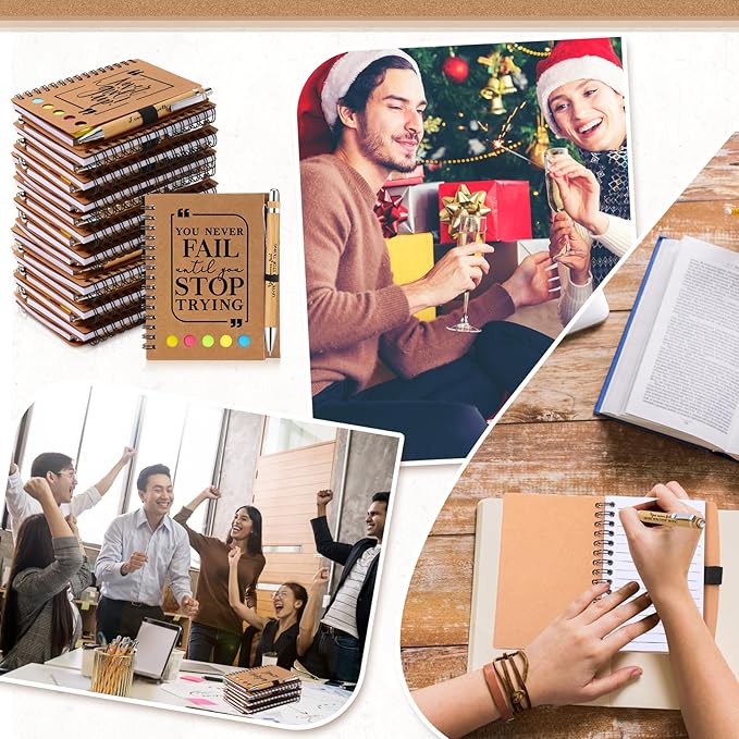 Tenceur Back to School Inspirational Gifts Bulk Employee Appreciation Spiral Notebook with Journals Sticky Note Pen Motivational Thank You Gifts for Teacher Students Team Coworkers Staff(50 Sets)-DeskLoop Office