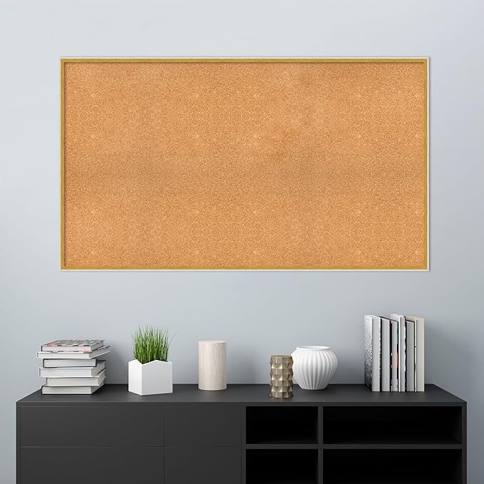 Amanti Art Natural Cork Board for Wall, 33x57 Vision Board with White Frame, Oversize Corkboard Office Decor for Home Organization, Modern Corkboard Pinboard to Display Items for Home Organization in-DeskLoop Office