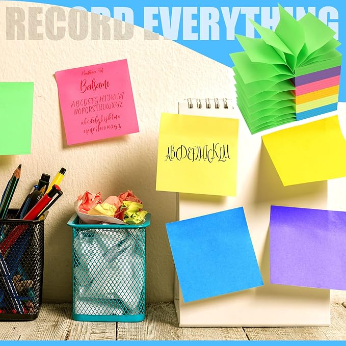 24 Pack Pop Up Sticky Notes 3 x 3 Refills 1200 Sheets Colored Sticky Notes Self Adhesive Memo Pads for Home Office Supplies(Dark Color, Classic)-DeskLoop Office