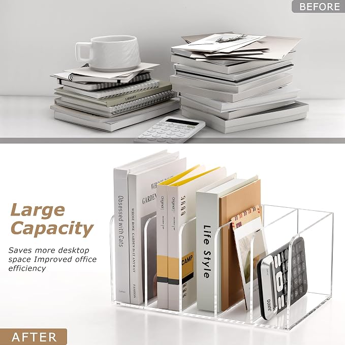 SANRUI Acrylic Magazine Holder Desk Organizer Workspace Sorters - Image 9