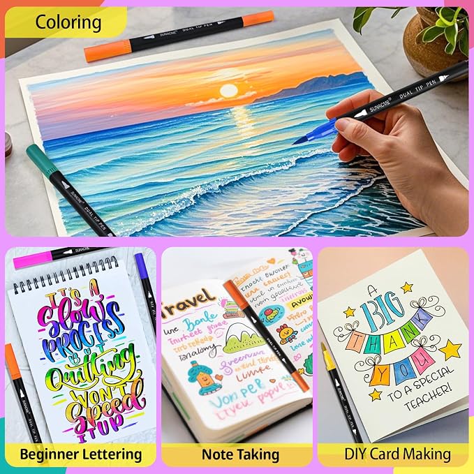 sunacme 36 Colors Dual Brush Marker Pens, Art Marker Set - Image 6