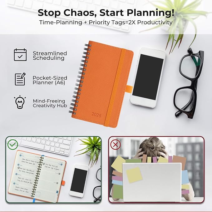 IN-LUXPRO Planner 2026 Daily Weekly and Monthly, 6.5"x3.75", 12 Months Spiral - Image 8