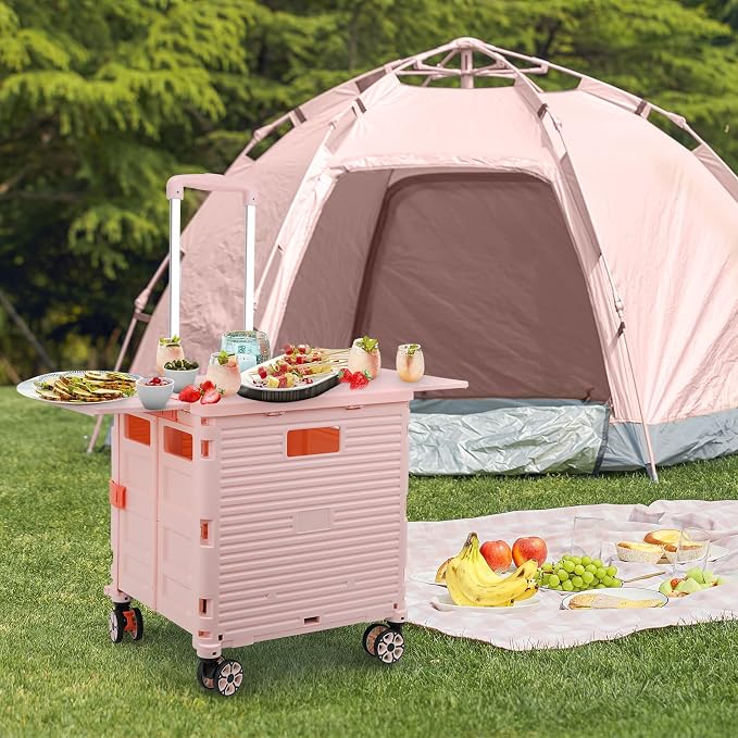 FELICON SELORSS Folding Utility Cart Portable Rolling Crate Handcart-Pink | - Image 7