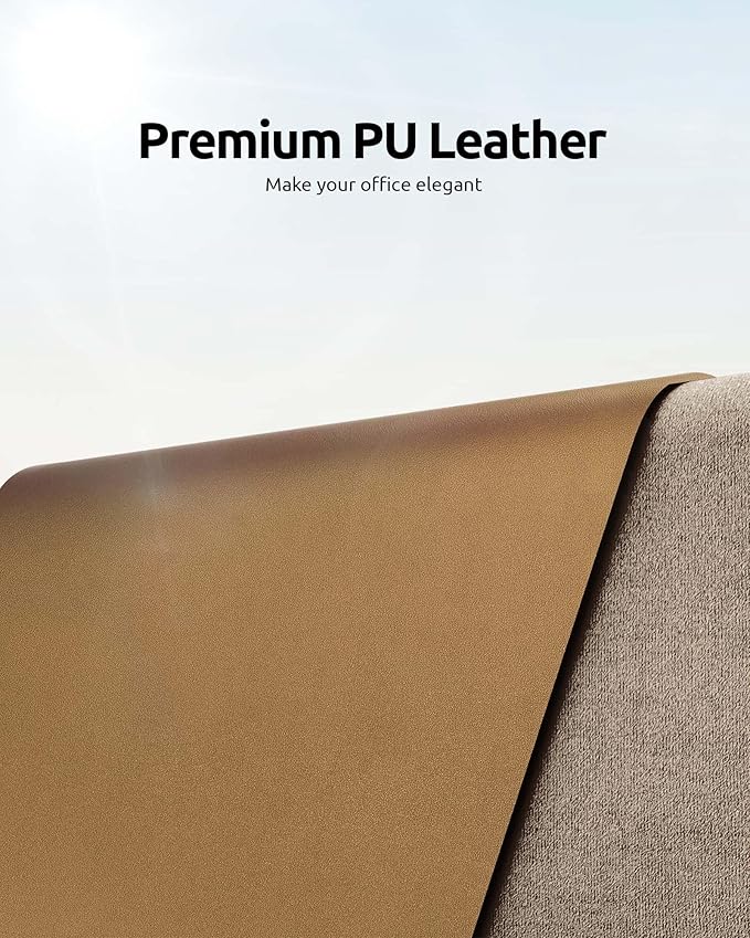 YSAGi Leather Desk Protector, Office Mat, Large Mouse Mat, Non-Slip PU Leather Blotter, Laptop Desk Pad, Waterproof Writing Pad for Office and Home (Bronze, 23.6" x 13.8")-DeskLoop Office