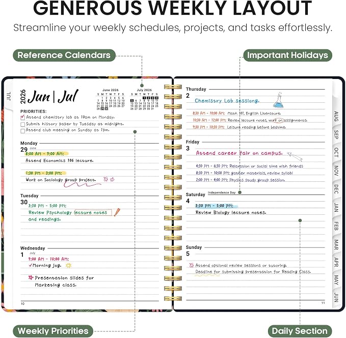 Planner 2026-2027, Academic Year Monthly and Weekly Calendar Planner, Jul 2026 - Image 3