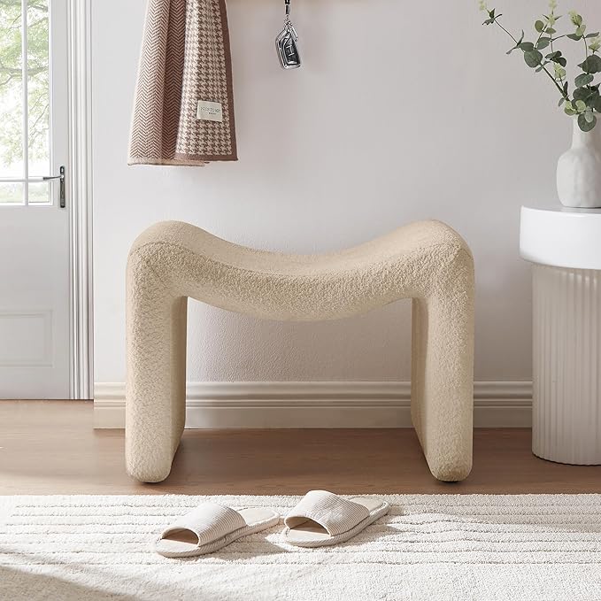 Large Footstool Ottoman, Multi-Functional Modern Foot Stool, Sofa Footrest Extra Seating for Living Room, Entryway, Hallways and Bedrooms, Large, Camel-DeskLoop Office