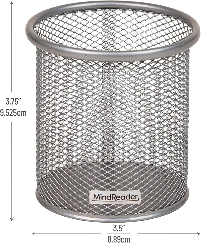 Mind Reader Pen and Accessories Holder, Desktop Organizer, Metal Mesh, 3.5"L x - Image 3