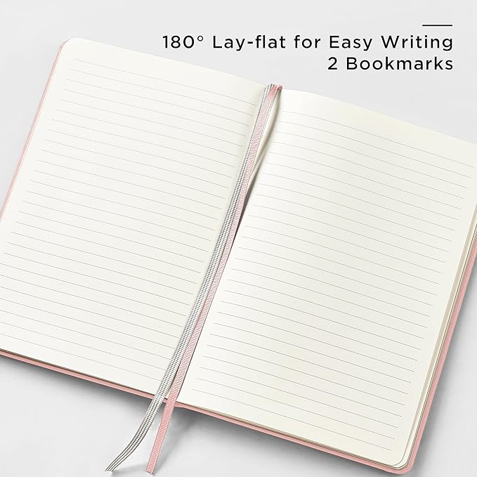 A5 Lined Leather Journal and Pen Set for Women&Men, Gift Box Included, Hardcover Notebook with 160 Pages 100GSM Thick Paper, for Work, Business, School or Home Writing (Pink)-DeskLoop Office