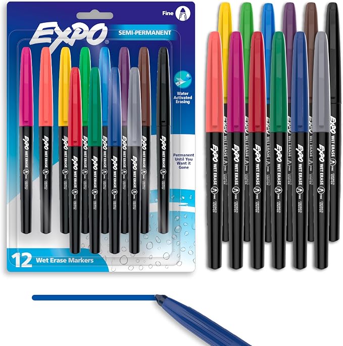 EXPO Wet Erase Markers, Semi-Permanent, Fine Tip, Organizing by Unknown