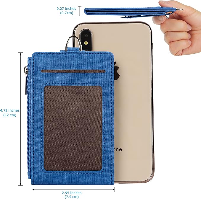 Women & Men Keychain Card Holder Case Zipper Slim Minimalist Front Pocket Wallet - Image 5