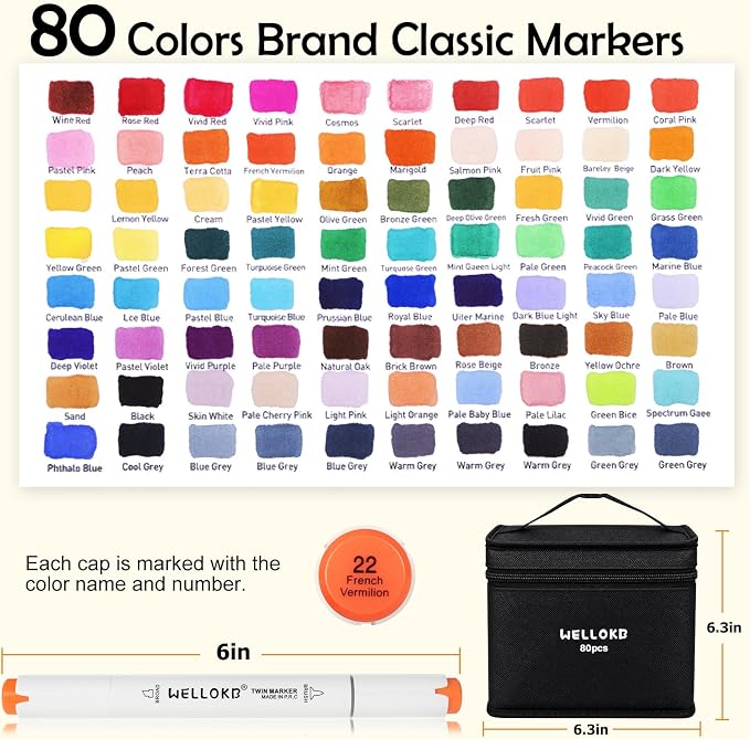 WELLOKB Alcohol Markers Brush and Chisel Tip - Image 5