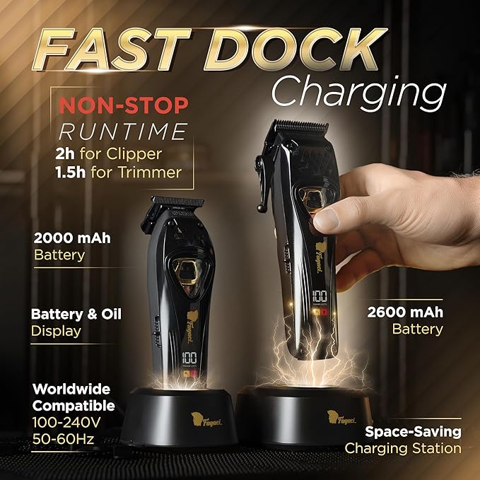 Fagaci Professional Hair Clippers for Men with DLC Blades and High Torque Vector Motor, Barber Clippers and Trimmers Set Zero Gap, 12000 RPM Hair Cutting Kit, Mens Haircut Cordless Clipper for Barber-DeskLoop Office