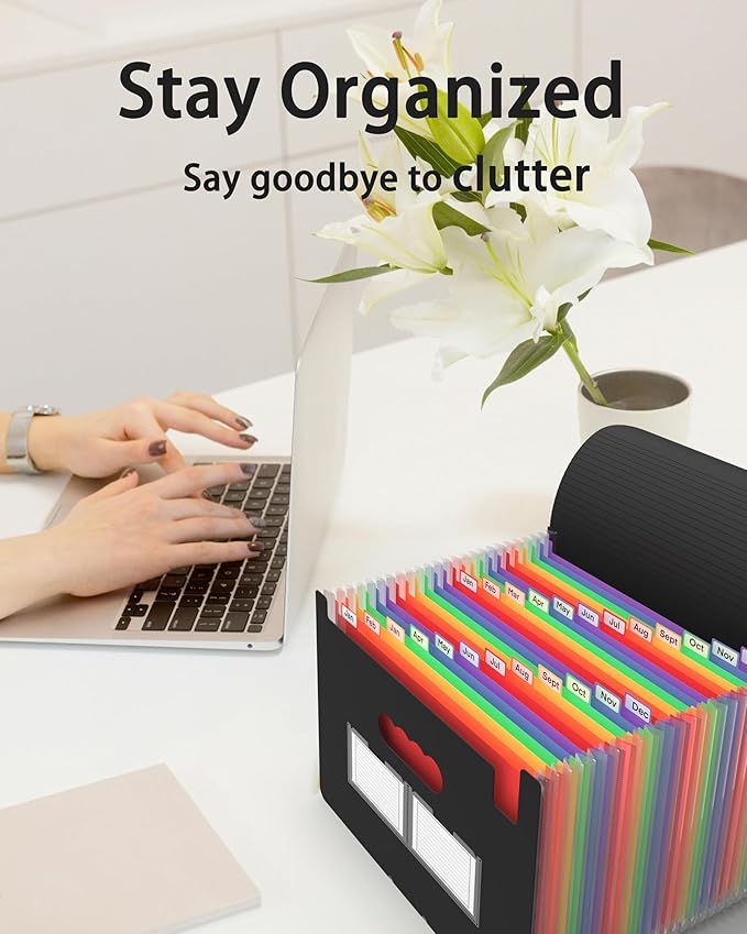Accordion File Organizer, 2 Pack 24 Pockets Expanding File Folders, Portable - Image 4