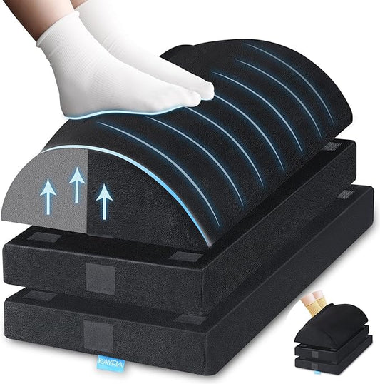 XXL(20in) Foot Rest for Under Desk at Work with 3 Adjustable Heights, Foot Stool with Bamboo Charcoal Foam, Feet Warm Pocket Footrest for Office Gaming Chair, for Leg Support -Black