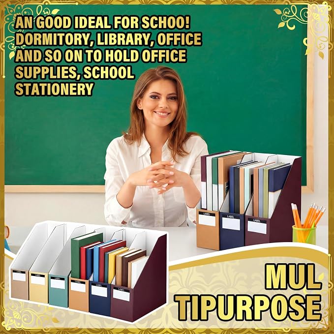 6 Set Floral Cardboard Magazine Holders Set Classroom File Folders Organizer - Image 6
