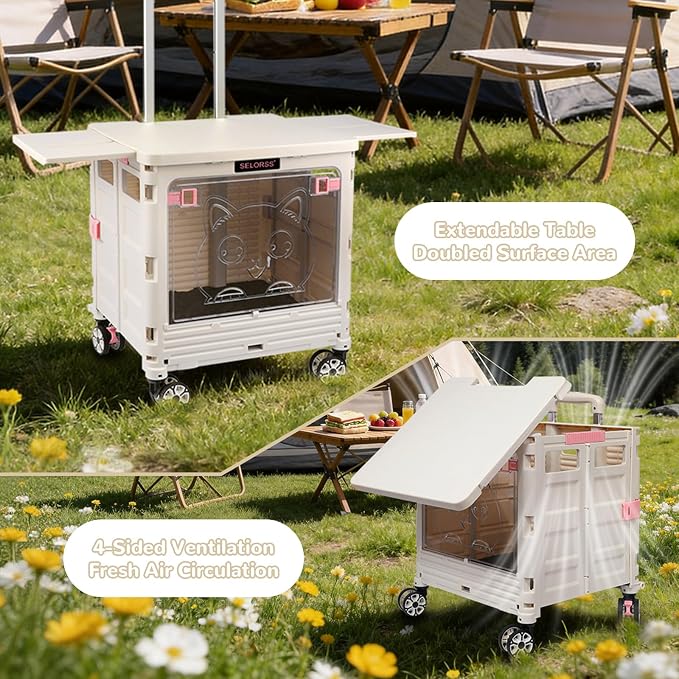 FELICON SELORSS Folding Utility Cart Portable Rolling Crate Handcart-Gray | - Image 6