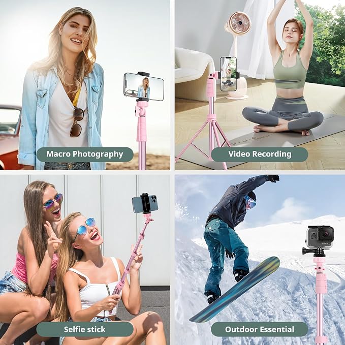 SENSYNE 72" Phone Tripod & Selfie Stick, Extendable Cell Phone Tripod Stand - Image 2