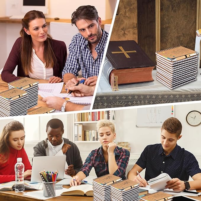 30 Sets Christian Gifts Bulk Prayer Journal Christian Spiral Notebooks with Bible Ballpoint Pens Religious Small Notepad Inspirational Church Gift for Women Men Sunday School Family Bible Study Groups-DeskLoop Office