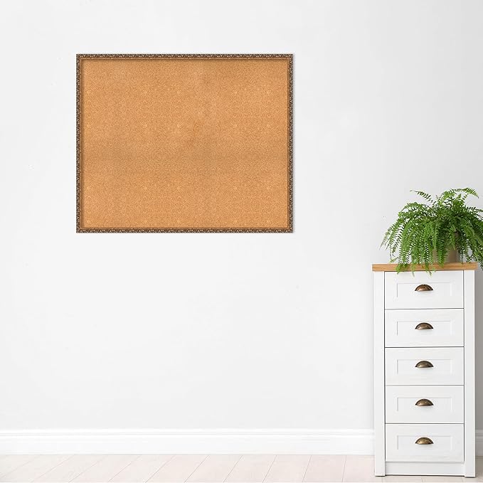 Amanti Art Natural Cork Board for Wall, 38x46 Vision Board with Bronze Frame, Oversize Corkboard Office Decor for Home Organization, Traditional Corkboard Pinboard to Display Items for Home-DeskLoop Office