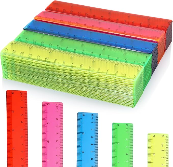 Zonon 50 Pcs 6 Inch/12 Inch Plastic Rulers Bulk Flexible Straight Rulers by Zonon